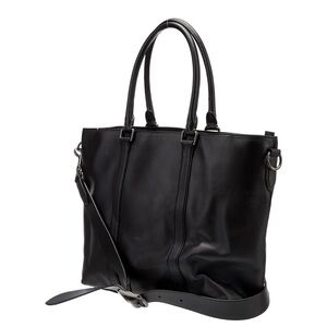 Coach Black Leather Messenger Tote Bag with Removable Strap